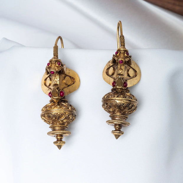 925 Premium Silver Nandi Dual View Hanging Earrings