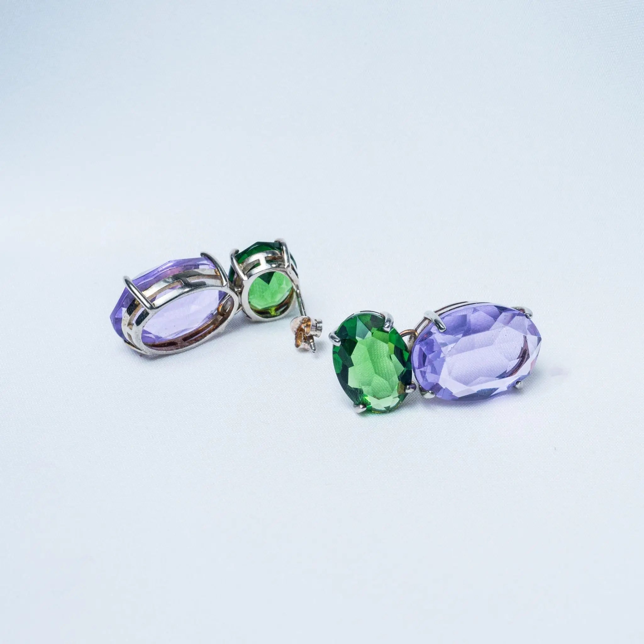Nebula Green Purple CZ Earrings in 925 Premium Silver Jewelry for Women