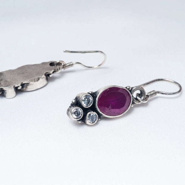 Classic One Red Hanging Earrings in 925 Premium Silver Jewelry for Women