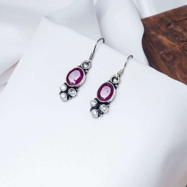 Classic One Red Hanging Earrings in 925 Premium Silver Jewelry for Women
