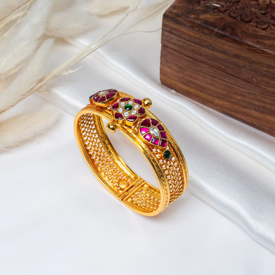 925 Premium Silver P35 Gold Finish Bangle