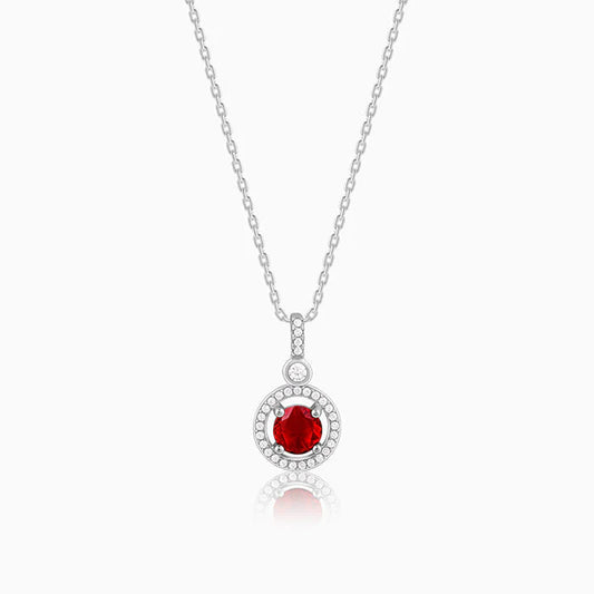 Silver Radiant Red Pendant with Link Chain