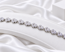 Silver Tone Floral & Leaf Clear Stone Bracelet