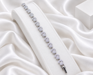 Silver Tone Floral & Leaf Clear Stone Bracelet