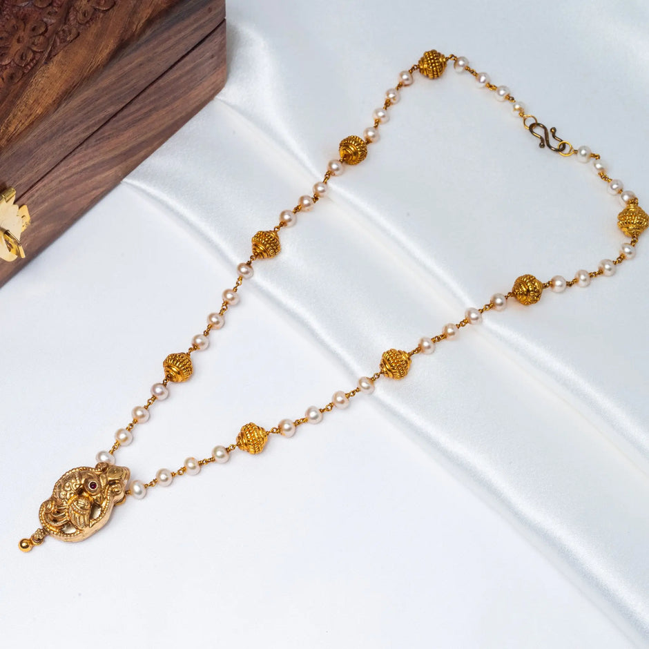 925 Premium Silver Pearl Gund Necklace