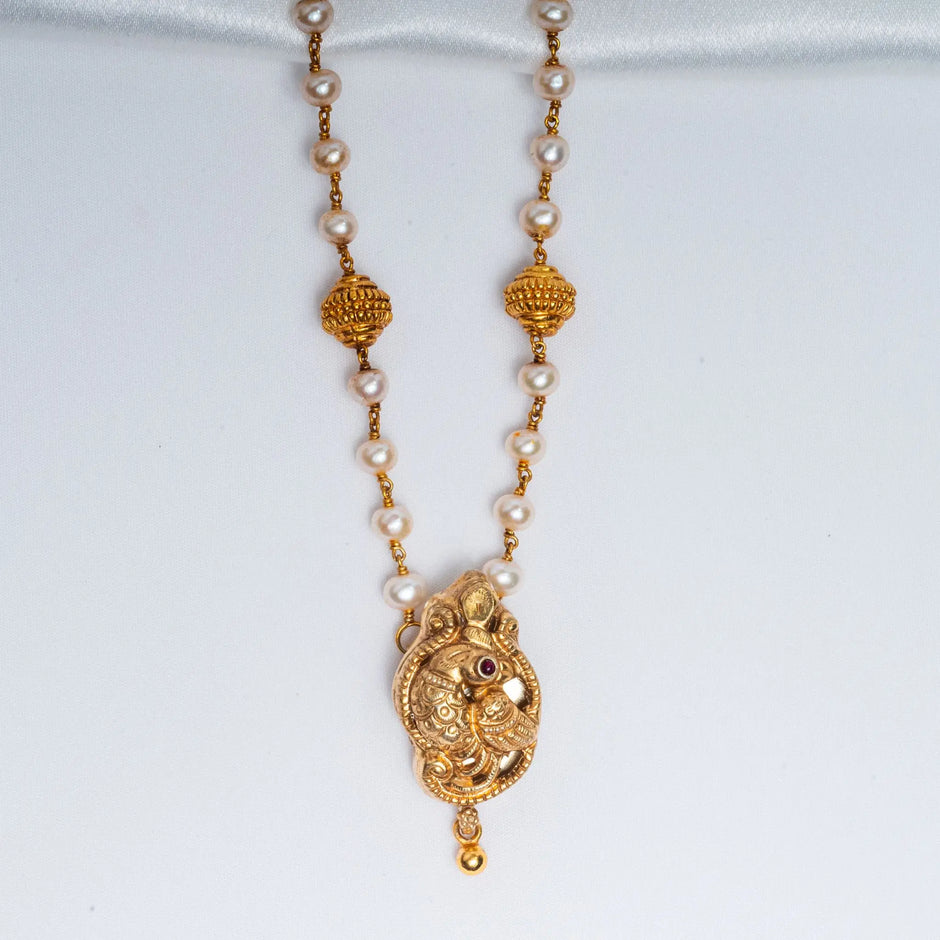 925 Premium Silver Pearl Gund Necklace