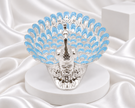 Silver Plated Peacock Decorative Bowl with Blue Feather Detailing