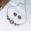 Pink Stone Fish Choker Necklace Set in 925 Premium Silver Jewelry for Women