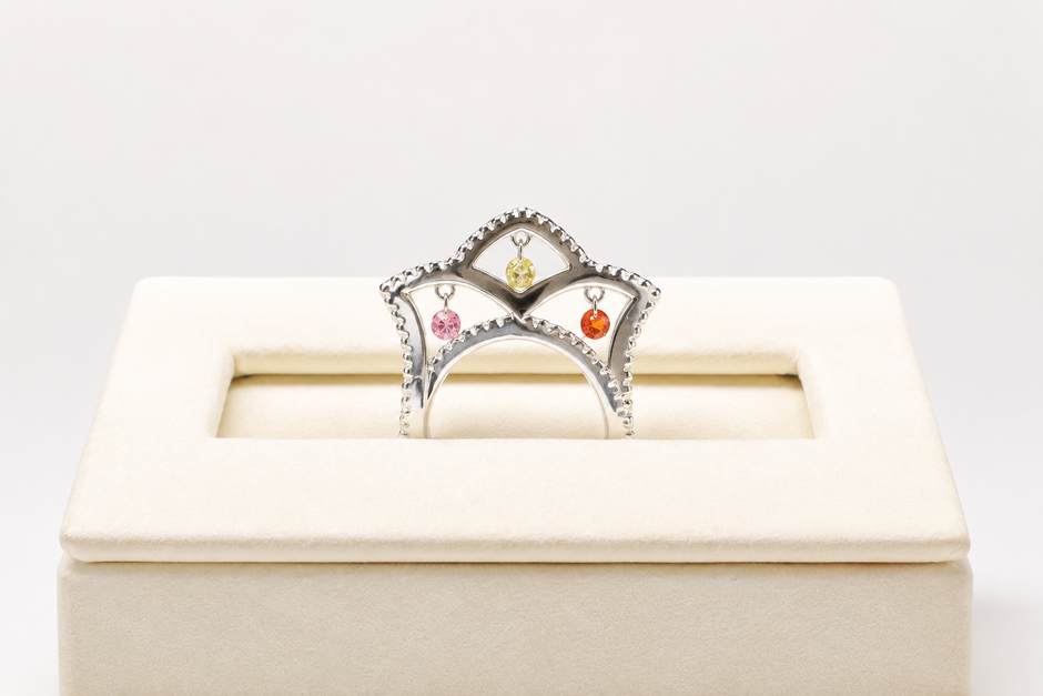 Queen's Crown 925 Sterling Silver Multicolor Stone Designer Ring