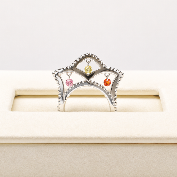 Queen's Crown 925 Sterling Silver Multicolor Stone Designer Ring