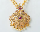 Traditional Peacock Ruby Kundan Statement Pendant