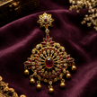Royal Ruby Floral 925 Sterling Silver Gold Polished Designer Pendant