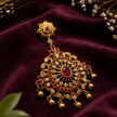 Royal Ruby Floral 925 Sterling Silver Gold Polished Designer Pendant