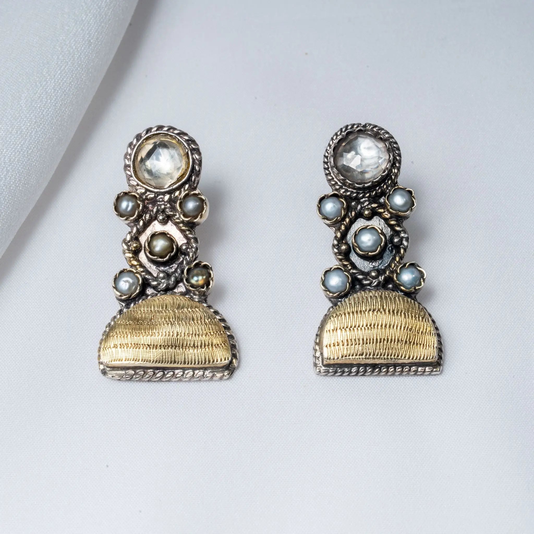 925 Premium Silver ROBO 5 Pearls Stud Earrings