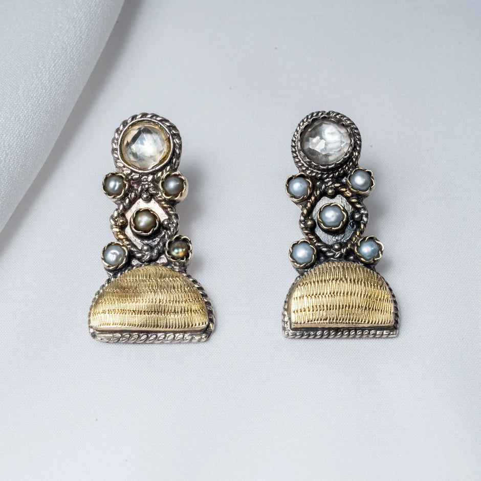 925 Premium Silver ROBO 5 Pearls Stud Earrings