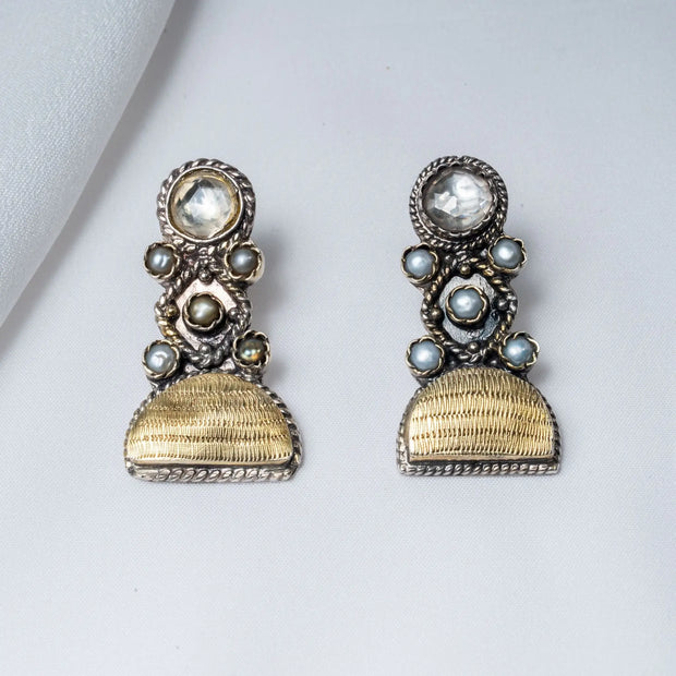 925 Premium Silver ROBO 5 Pearls Stud Earrings