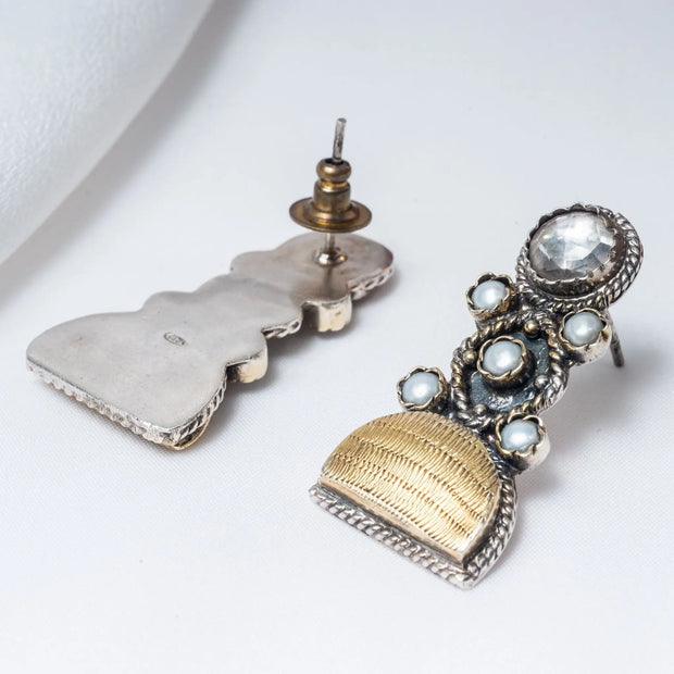 925 Premium Silver ROBO 5 Pearls Stud Earrings