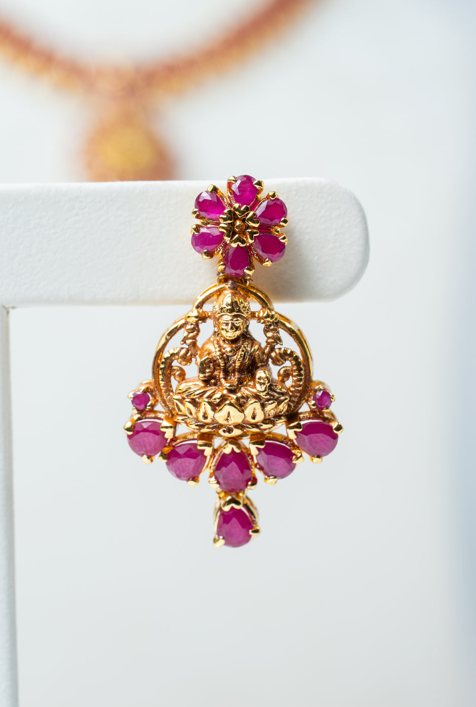 Ruby Lakshmi Gold Plated 925 Silver Necklace & Earrings Set