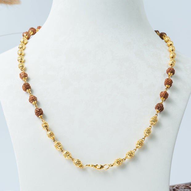 Rudraksha Gold-Tone Beaded Spiritual Necklace