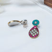 925 Premium Silver Red & White Droplet Semi Hanging Earrings