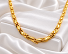 Gold Tone Diamond-Shaped Link Chain Necklace