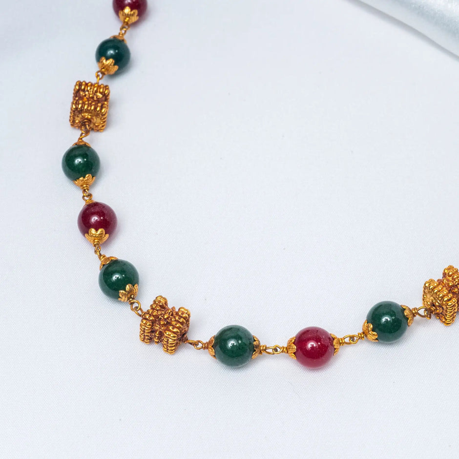 925 Premium Silver Ruby Emerald Single Line Neck Chain