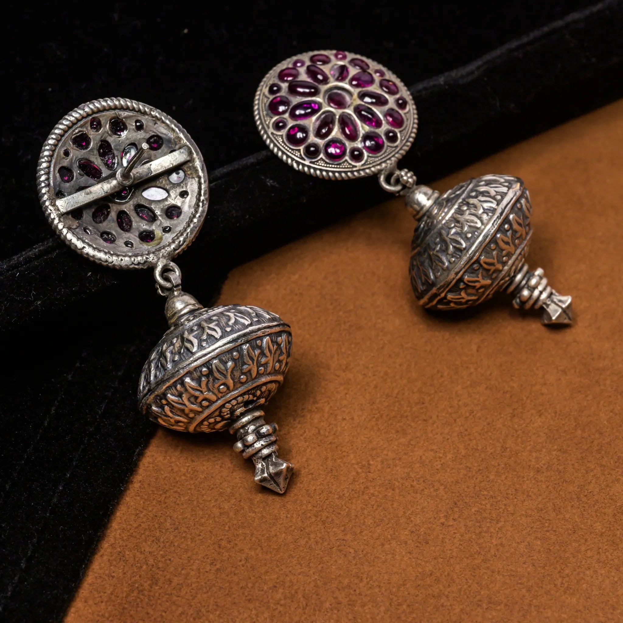 Ruby Oxidised Ball Hangings