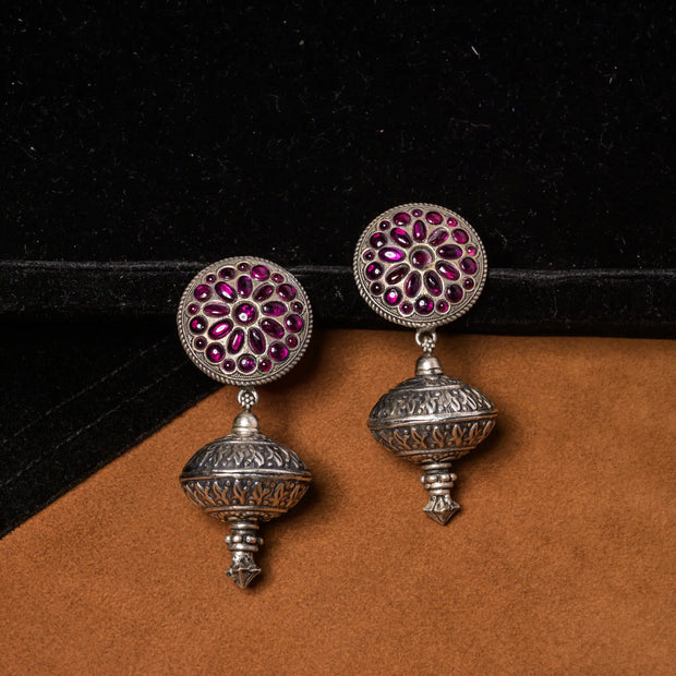 Ruby Oxidised Ball Hangings