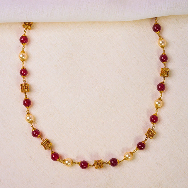 Ruby pearl gold singline - Varenya Galleria