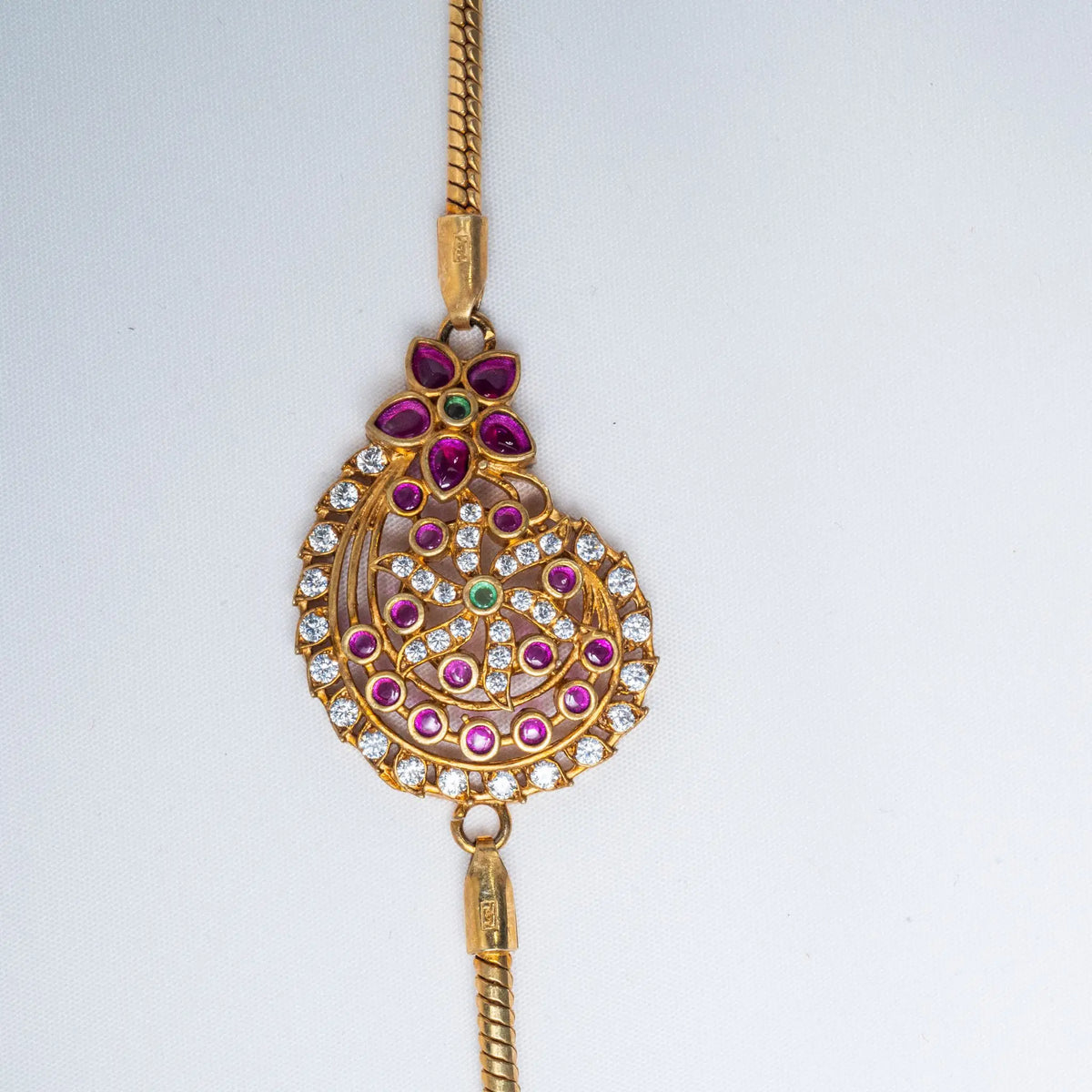 925 Premium Silver Side Dollar Stones Neck Chain