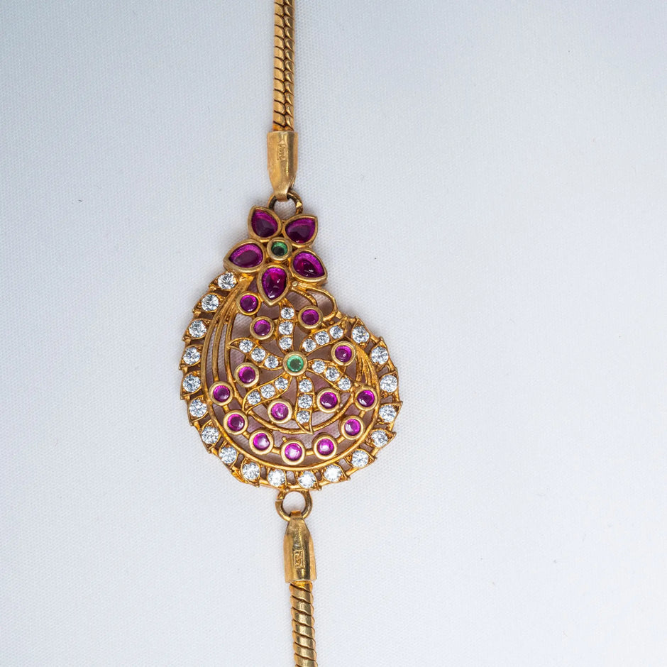 925 Premium Silver Side Dollar Stones Neck Chain