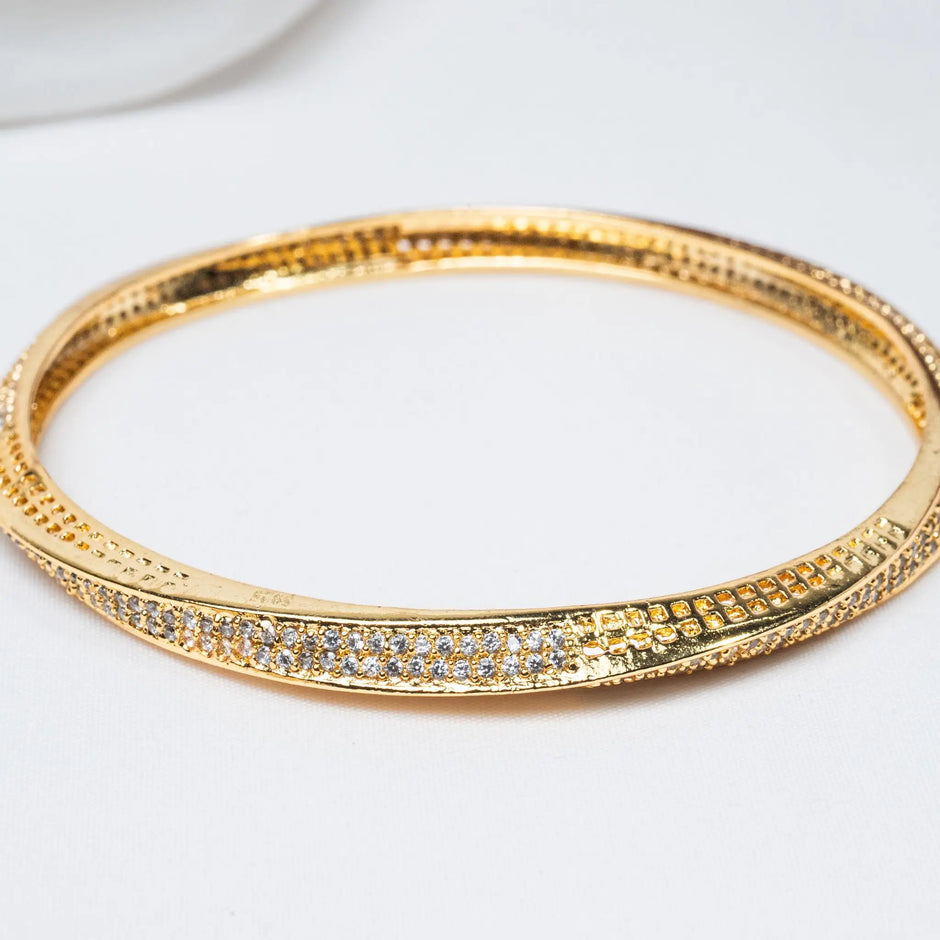 925 Premium Silver Swirl Dots CZ Bangle