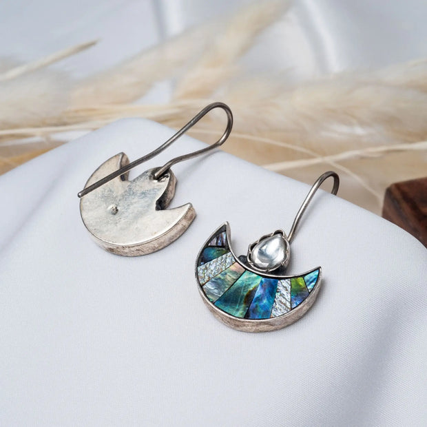 925 Premium Silver Sandstone Half Moon Hanging Earrings
