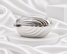 Silver Plated Shell Jewelry Box with Black Velvet Lining