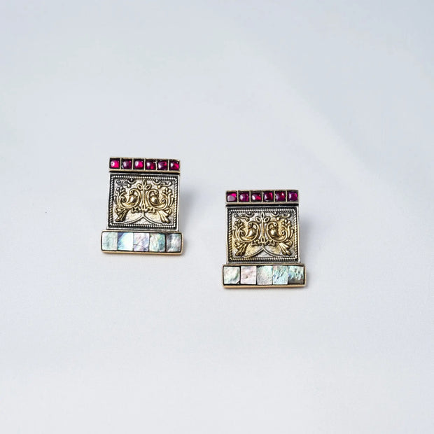 925 Premium Silver Shellstone Square Stud Earrings