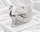 Silver Plated Peacock Serving Bowl with Lid & Spoon