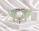 Silver Plated Paisley Decorative Bowl with Sage Green Detailing