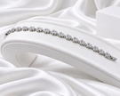 Silver Tone Floral & Leaf Clear Stone Bracelet