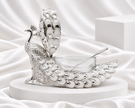 Silver Plated Peacock Serving Bowl with Lid & Spoon