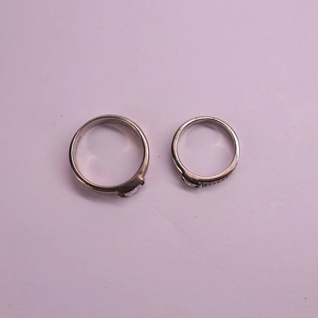 925 Premium Solitaire Silver Couple Ring