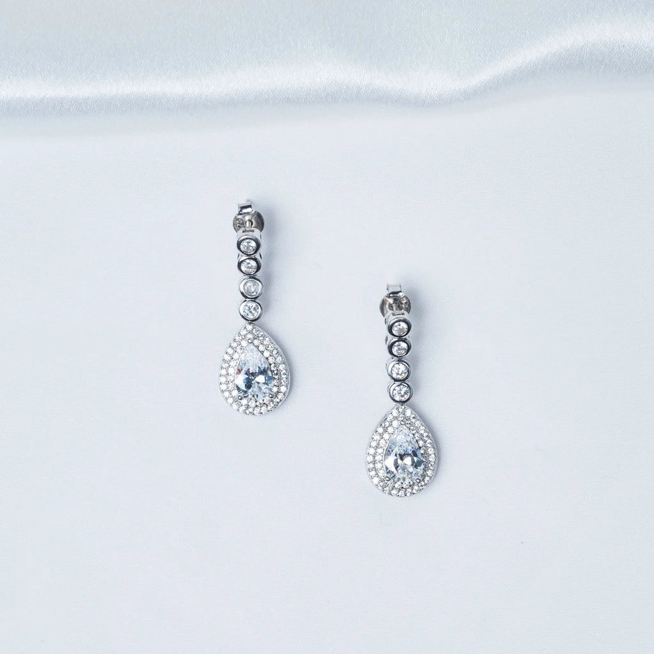 Solitaire White Necklace Set in 925 Premium Silver Jewelry for Women