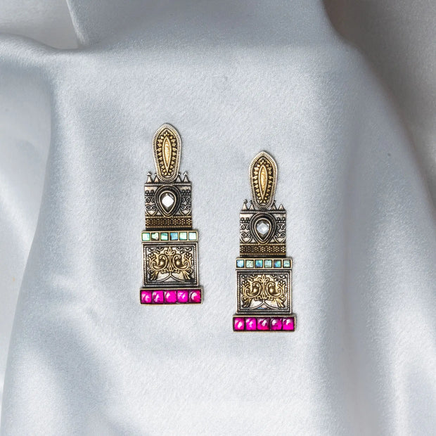 925 Premium Silver Square Trophy Hanging Earrings