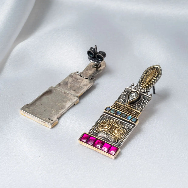925 Premium Silver Square Trophy Hanging Earrings