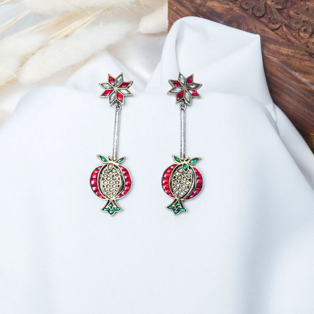 925 Premium Silver Star Pomo Hanging Earrings