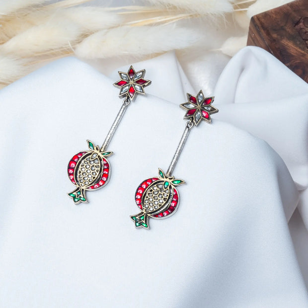925 Premium Silver Star Pomo Hanging Earrings