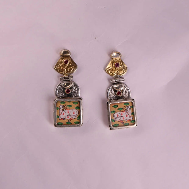 925 Premium Silver Surabhi Pendant Hanging Earrings