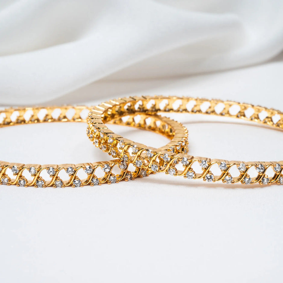 925 Premium Silver Tiara Two Diamond Bangle