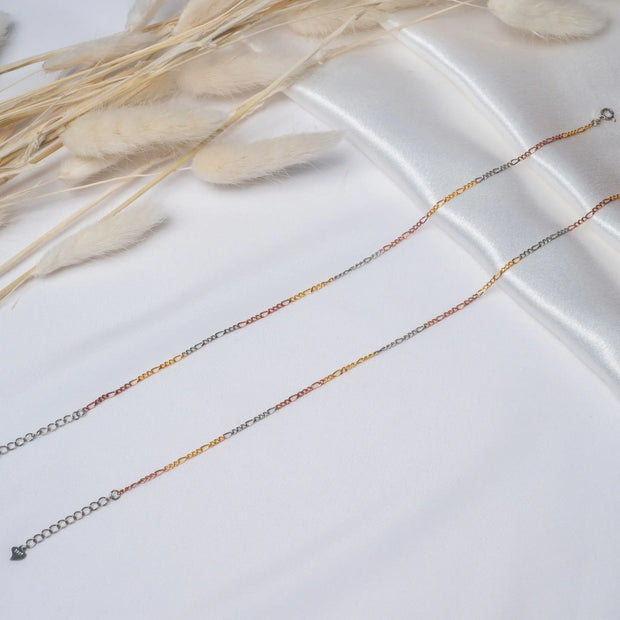 925 Premium Silver Tritone Single Line Anklet