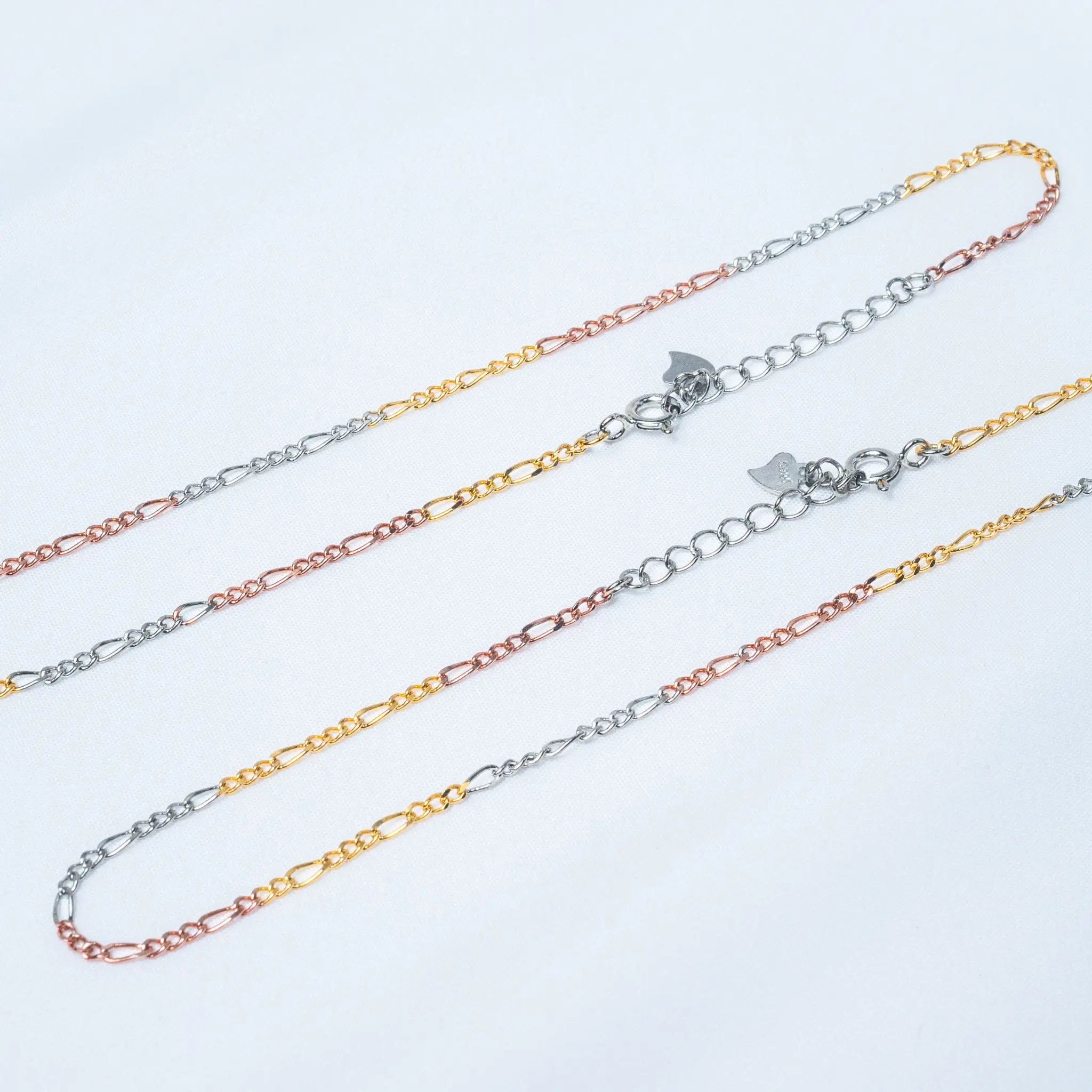 925 Premium Silver Tritone Single Line Anklet