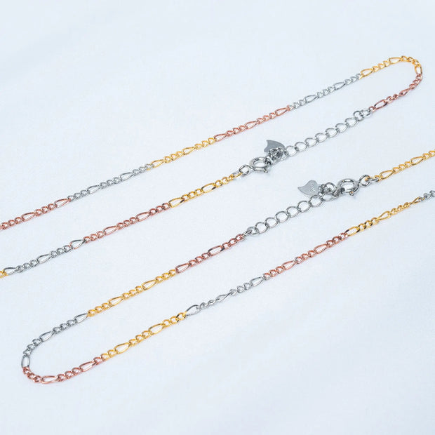 925 Premium Silver Tritone Single Line Anklet